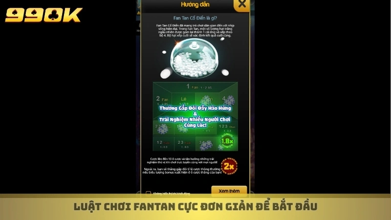 Hướng dẫn chơi fantan online chi tiết tại nhà cái 99ok 2 Luật chơi Fantan cực đơn giản để bắt đầu