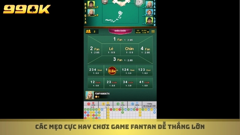 Hướng dẫn chơi fantan online chi tiết tại nhà cái 99ok 3 Các mẹo cực hay chơi game Fantan dễ thắng lớn
